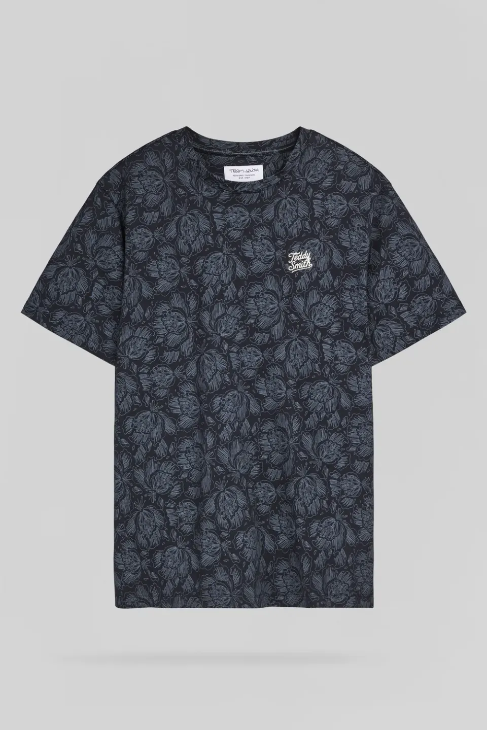 Teddy Smith T-Areski MC T-Shirt Uomo Navy Floreale Cotone