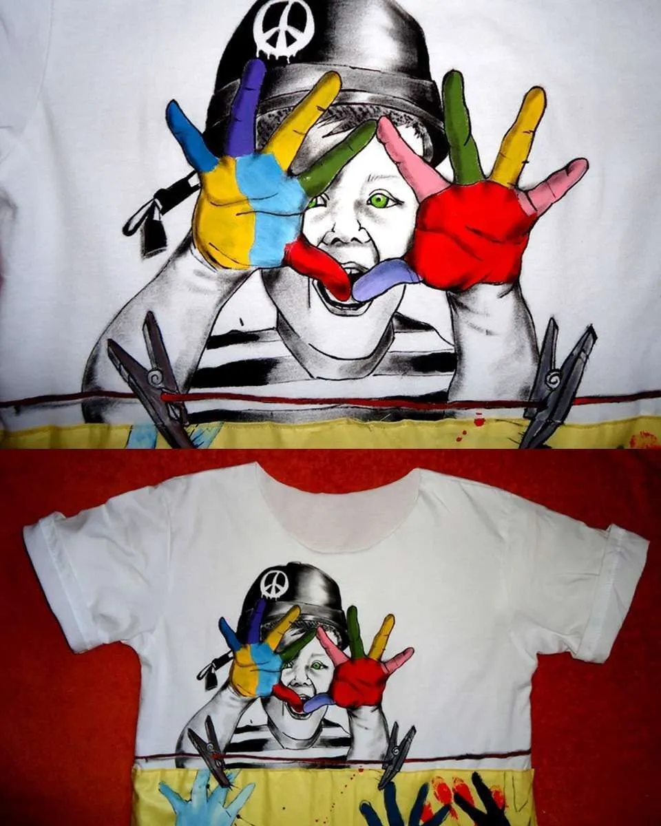 Never Say Never Bambino Fantasie Yellow t-shirt dipinta a mano