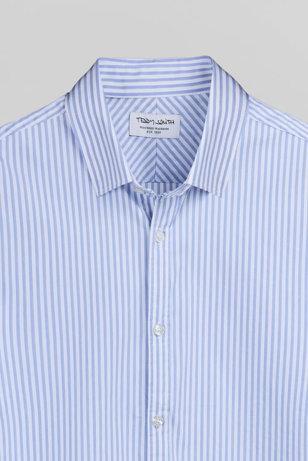 Teddy Smith Carton ML camicia slim righe bianco blu uomo