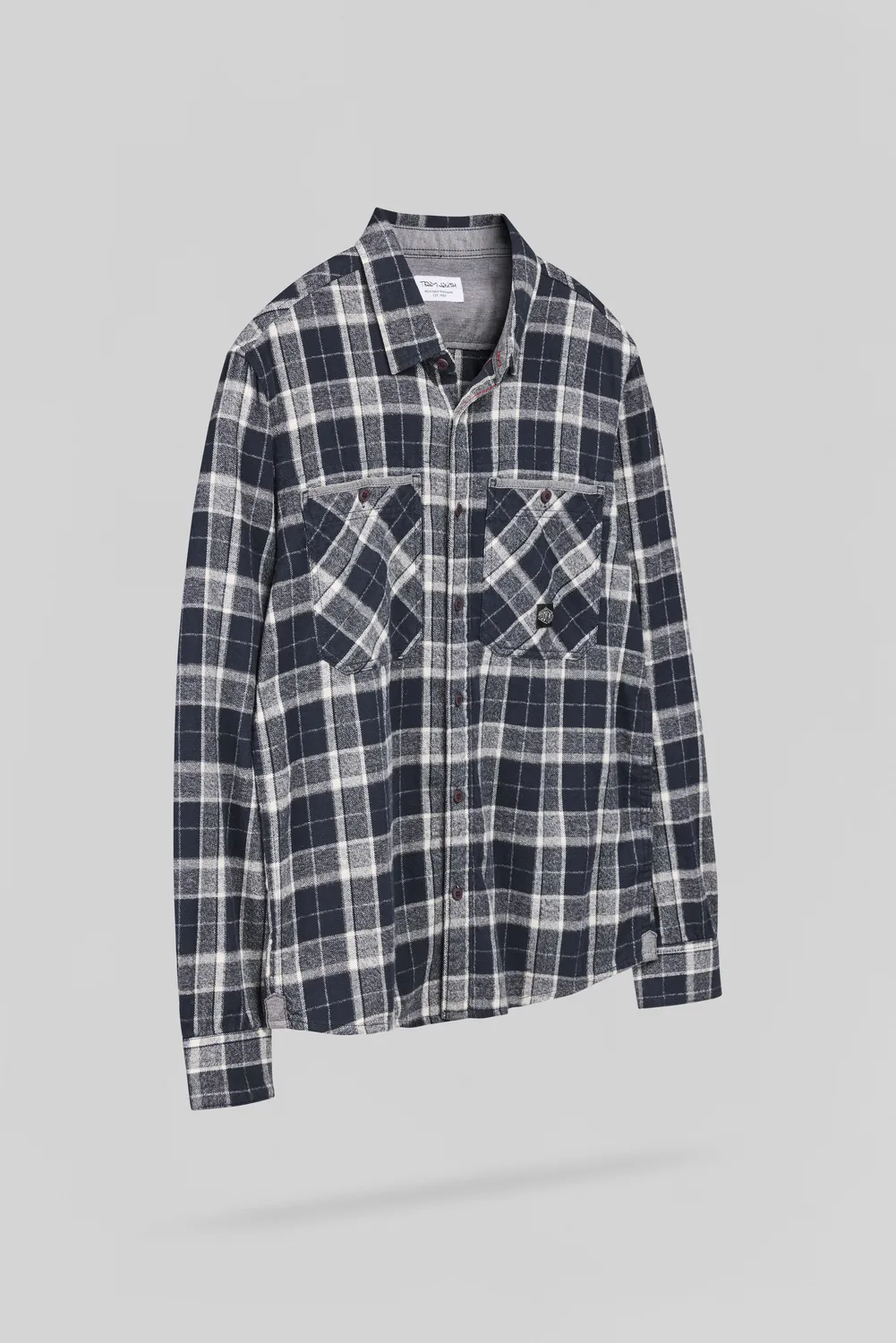Teddy Smith Trent Camicia Quadri Uomo Dark Navy Twill Cotone