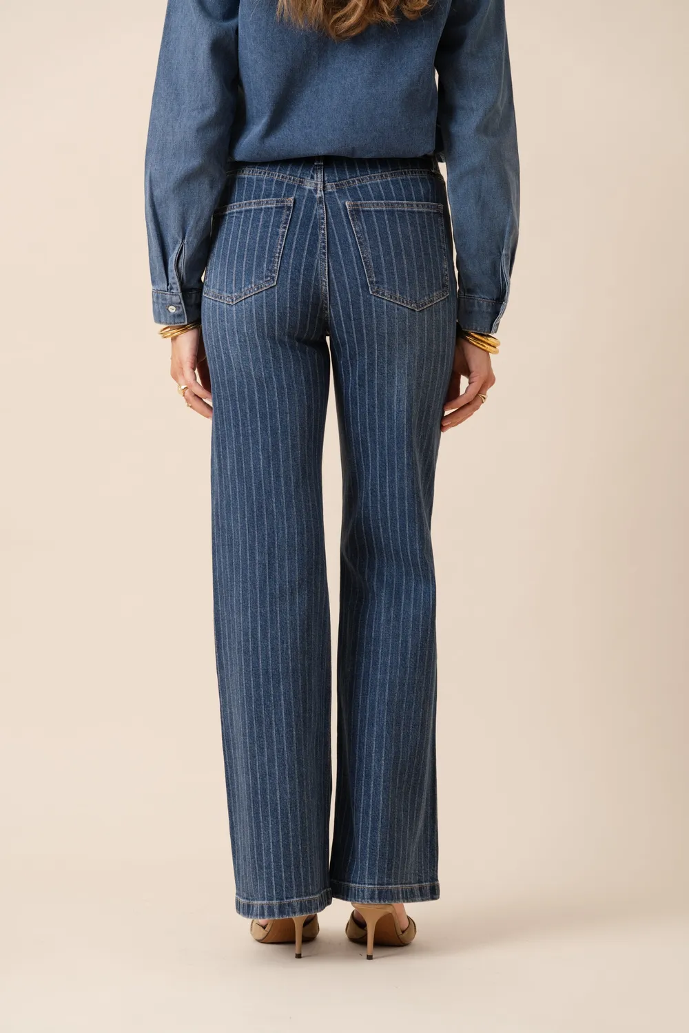 Oraije Gabriel jeans wide rigato stone cotone