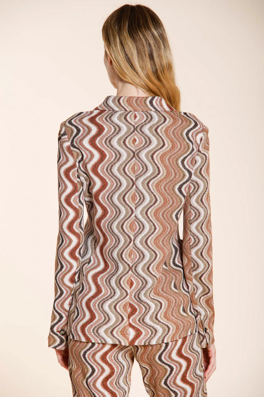 Mason's Helena giacca donna beige onda lurex