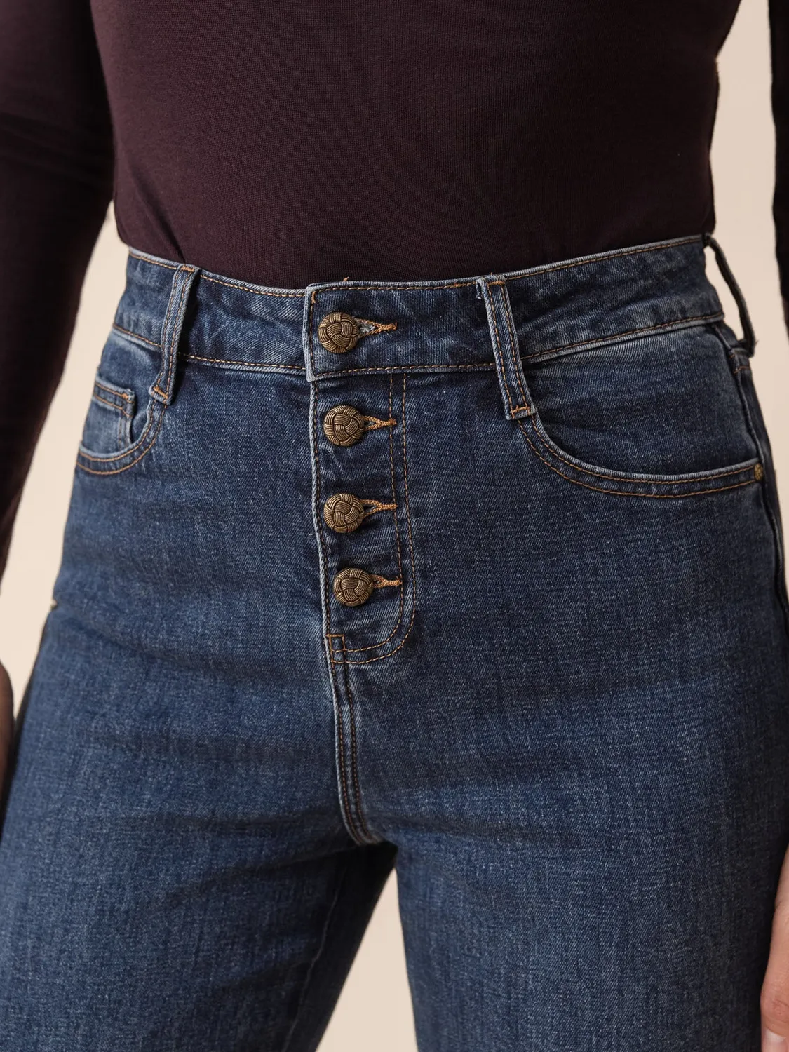 Oraije Frenchy jeans dritti blu sfrangiati