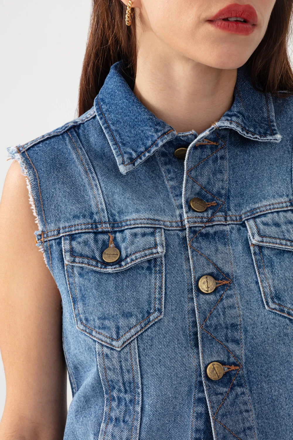 Acquaverde Loris Worn gilet jeans senza maniche