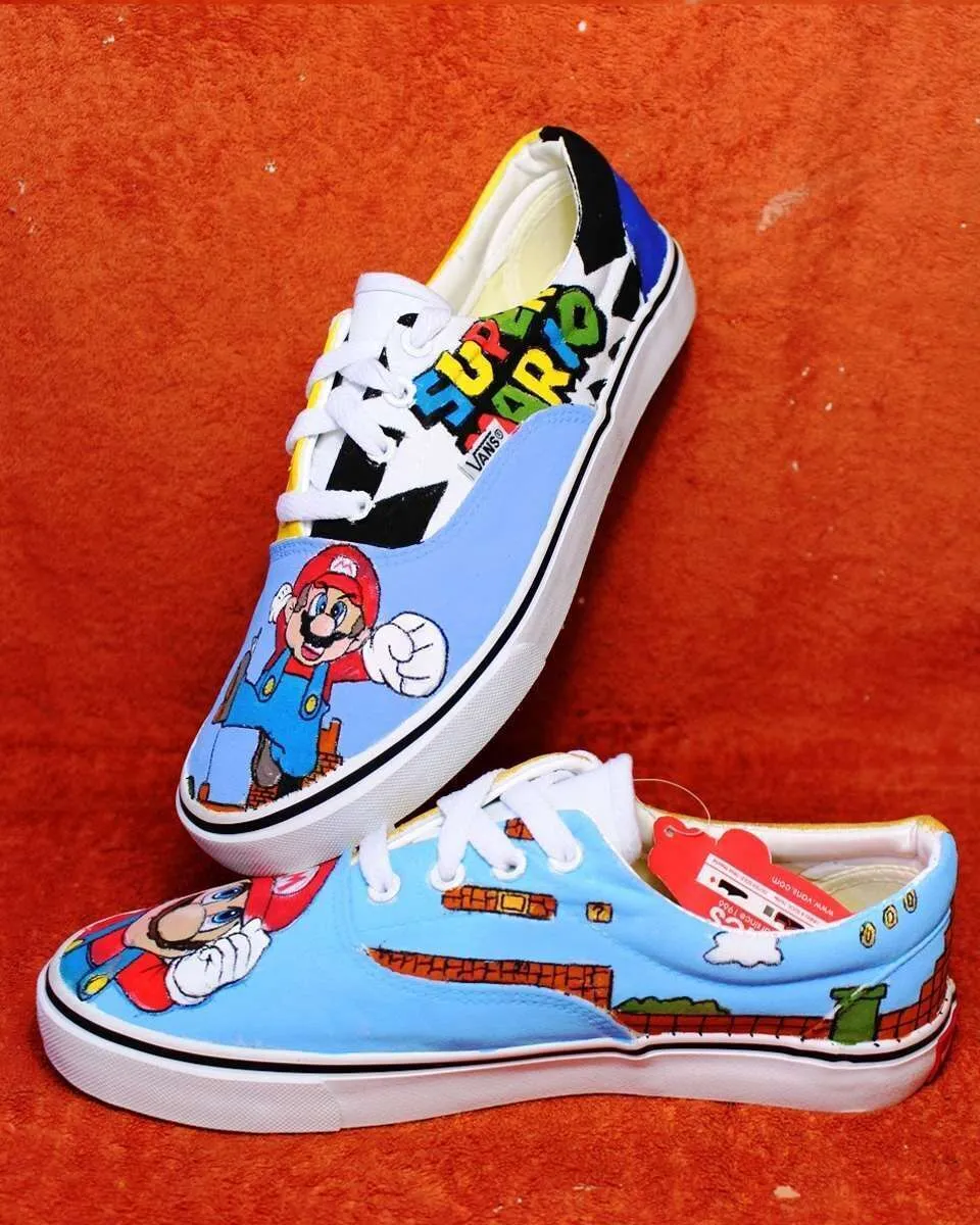 Never Say Never Slip-On Super Mario Bros vans dipinte