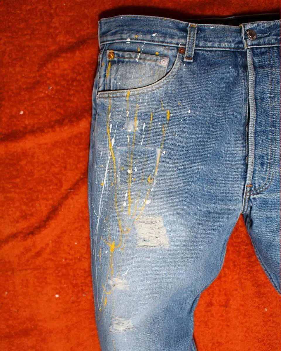 Levi's Vintage Jeans Dipinti a Mano Snoopy