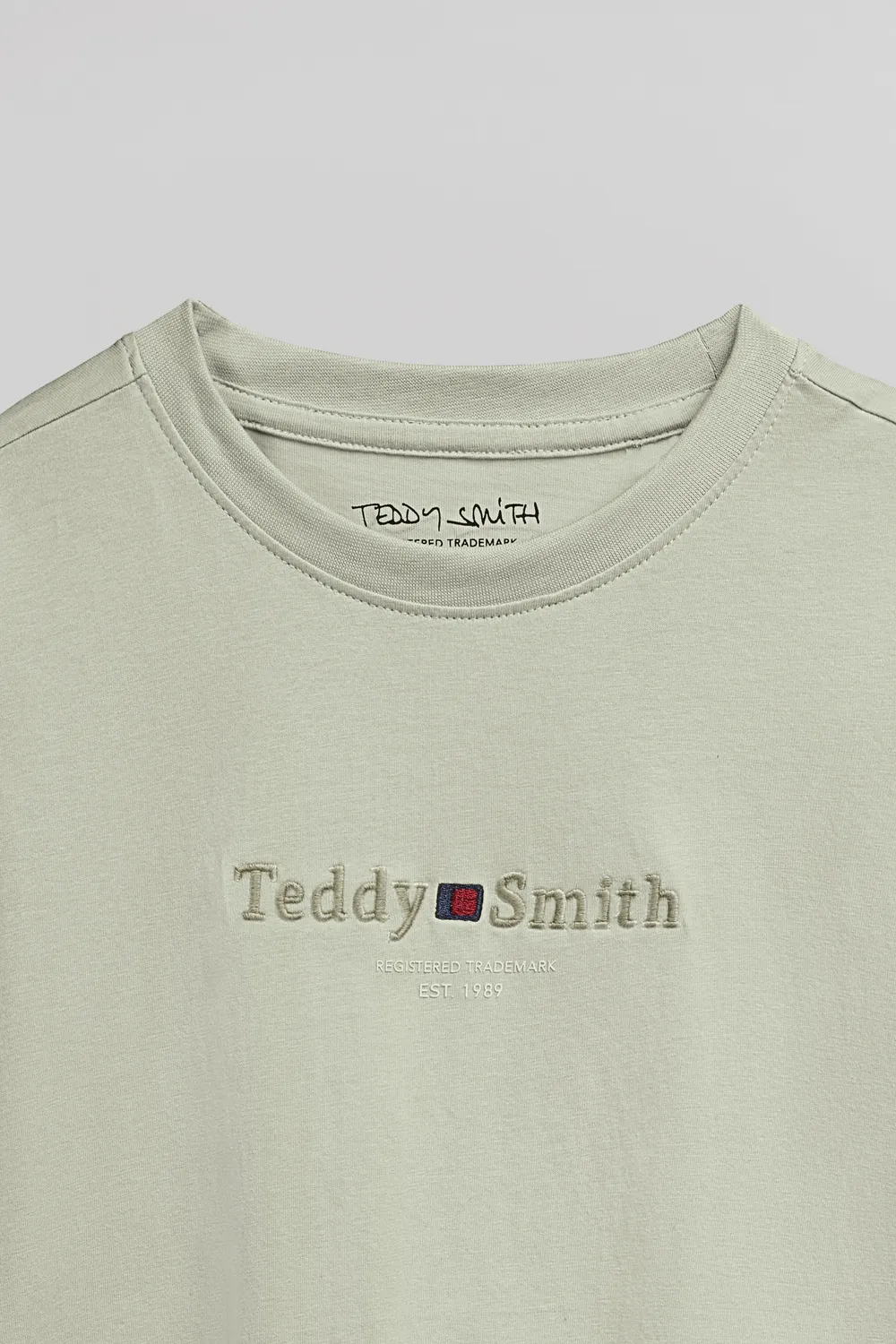 Teddy Smith T-Jim T-Shirt Bambino Verde Salvia Cotone