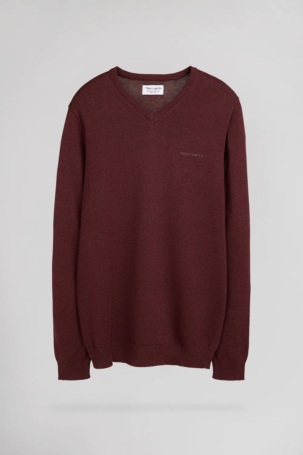 Teddy Smith Pulser 3 maglione scollo V bordeaux cotone