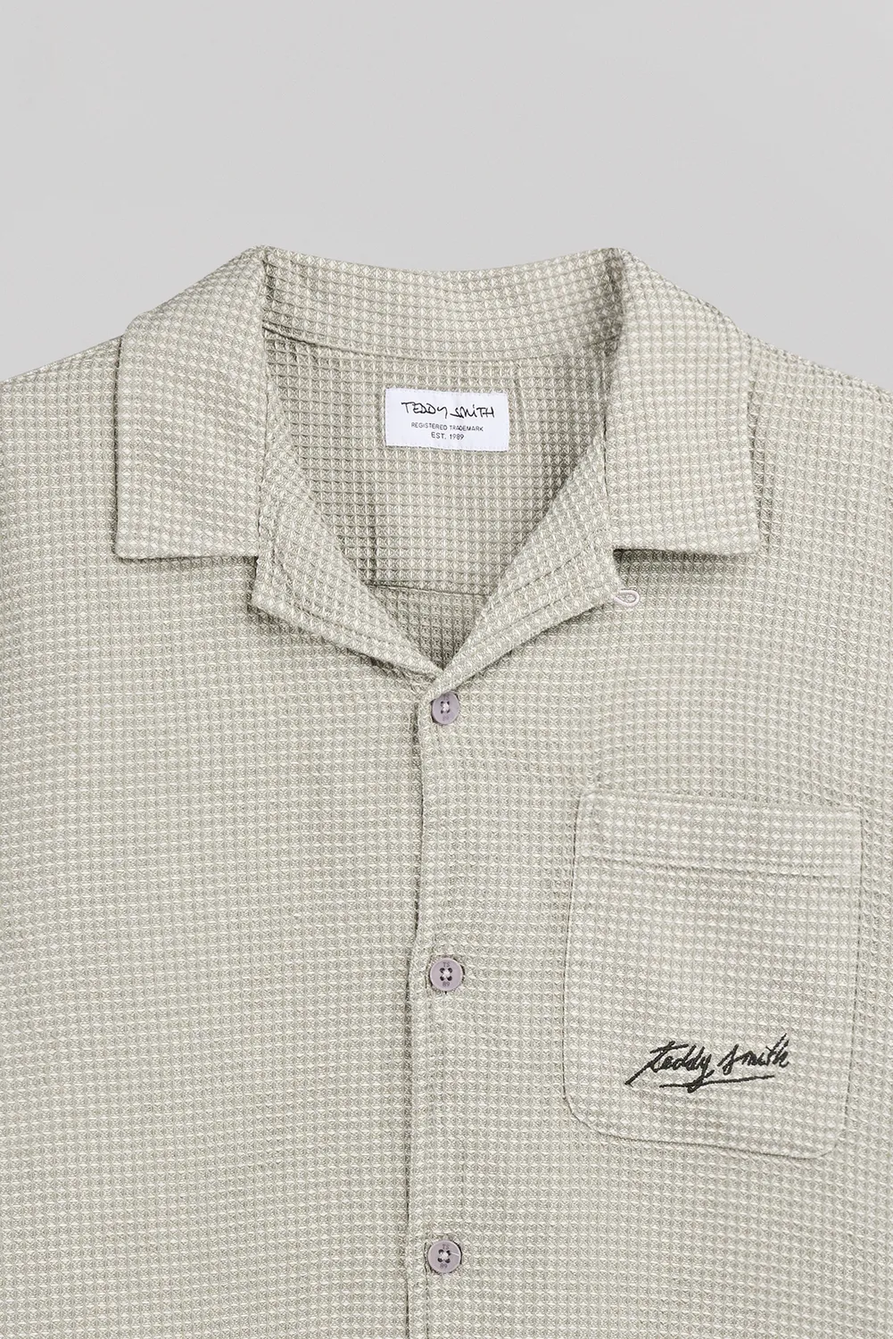 Teddy Smith C-Elvis MC Bleach Kaki Camicia Uomo Hawaiana