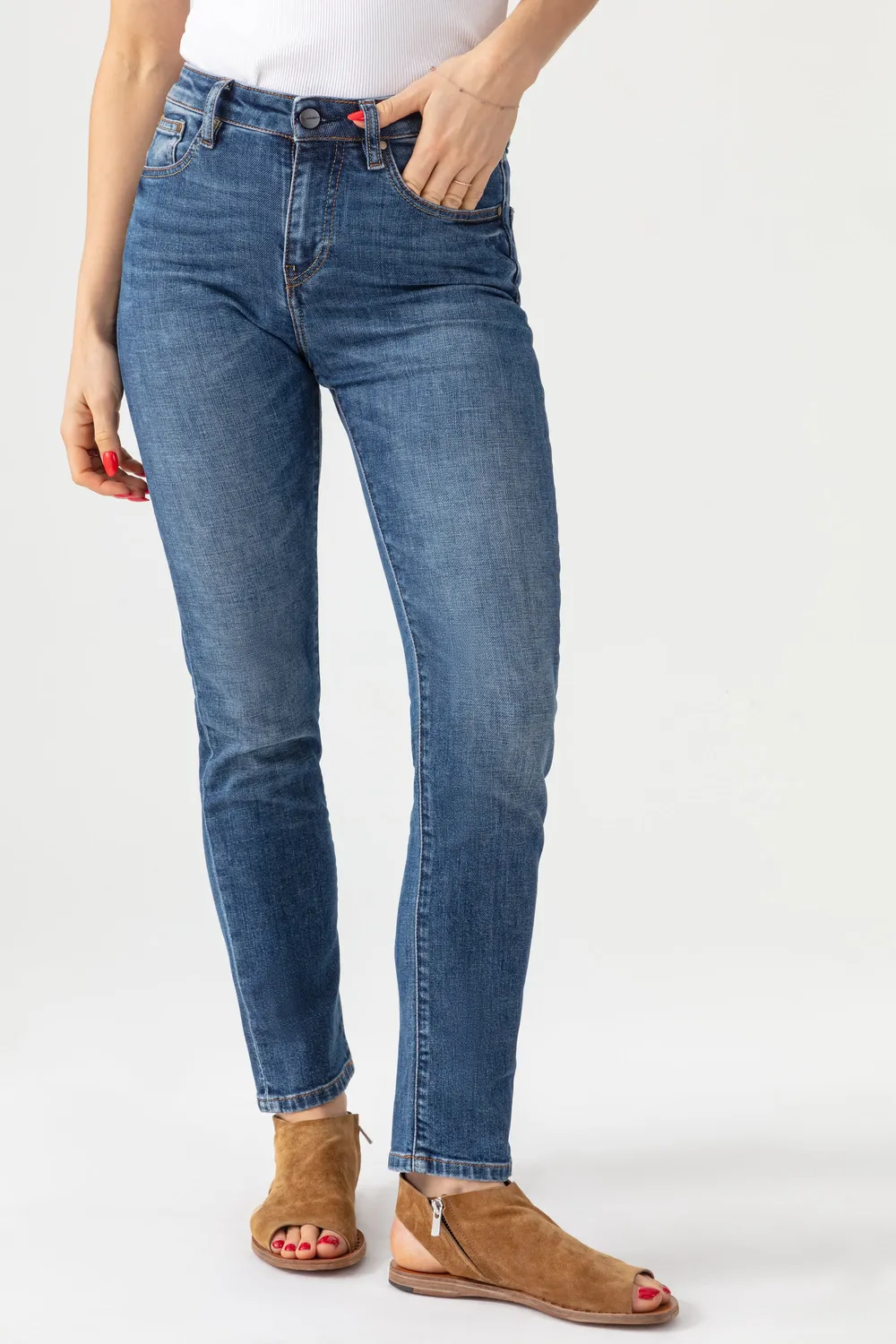 Acquaverde Crystal Jeans Slim Worn Dark