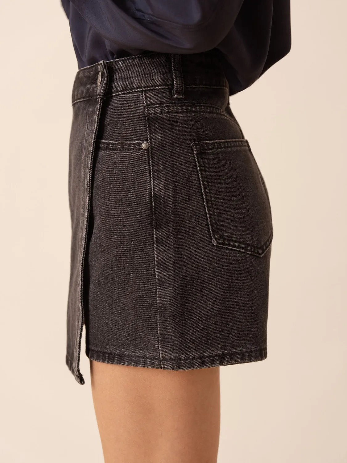 Oraije Jadene Gonna Shorts Denim Donna Grigia Trapezio