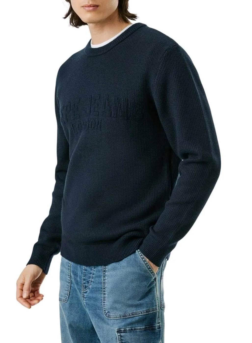Pepe Jeans Phineas Maglione Uomo Girocollo Jacquard Tono su Tono