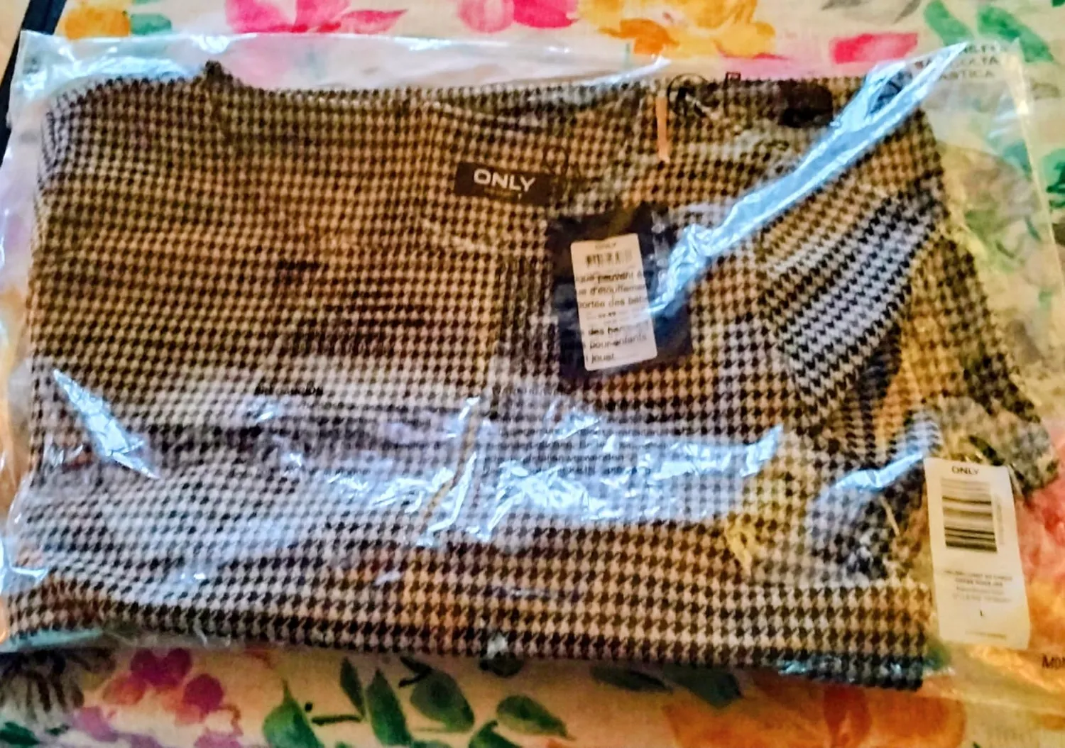 Only Brilliant vestito donna a-line quadri maniche 3/4