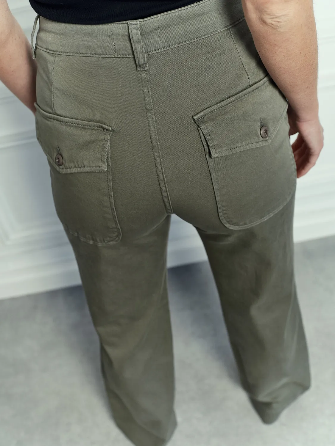 acquaverde Paltrow Long pantaloni gabardine kaki