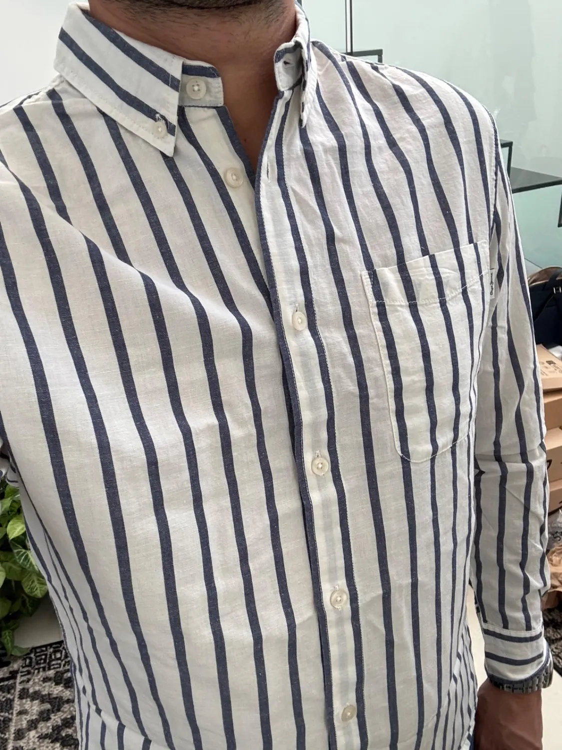 Pepe Jeans Mont camicia lino righe taglia M
