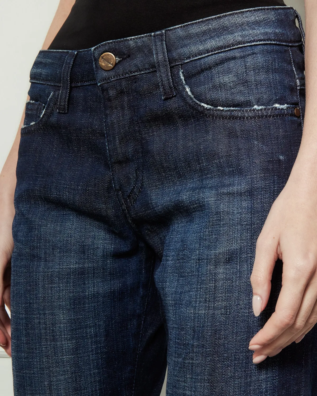 acquaverde Sienna jeans zampa worn dark mid-rise
