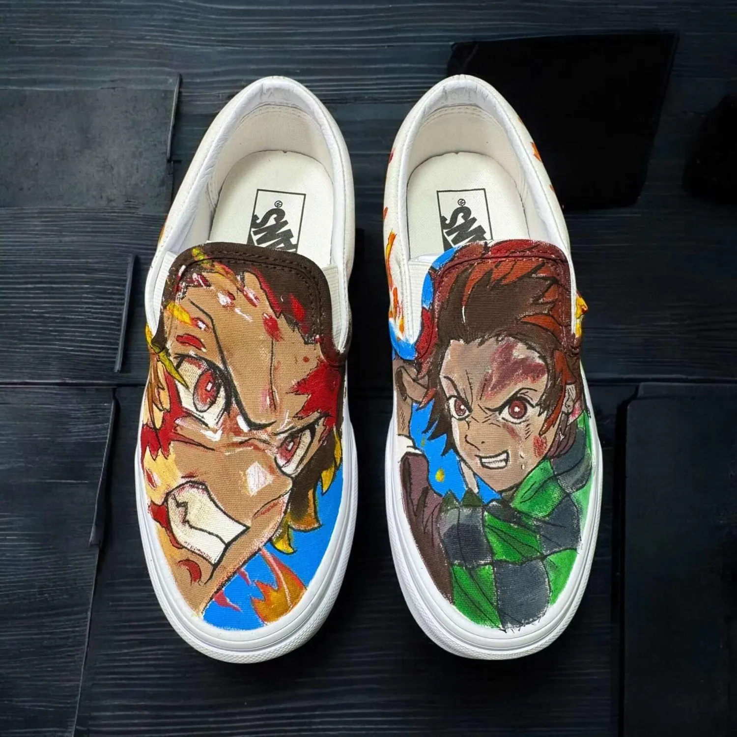 Never Say Never Demon Slayer Vans Slip-On dipinte a mano