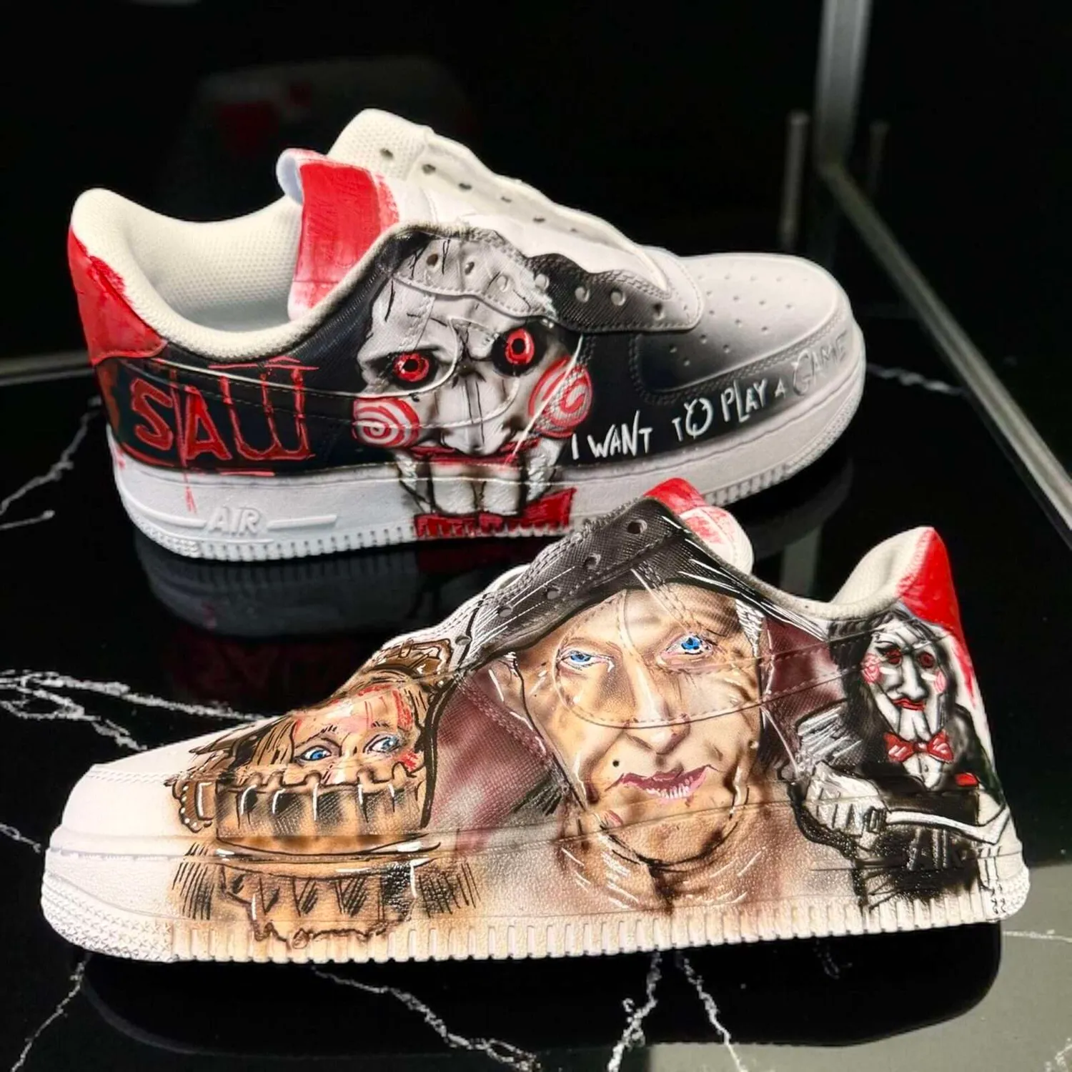 Nike Air Force 1 L’Enigmista sneakers dipinte a mano