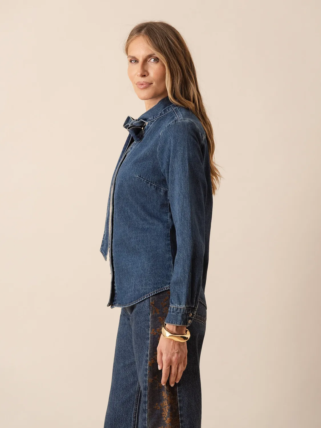 Oraije Clémence camicia blu scuro in cotone