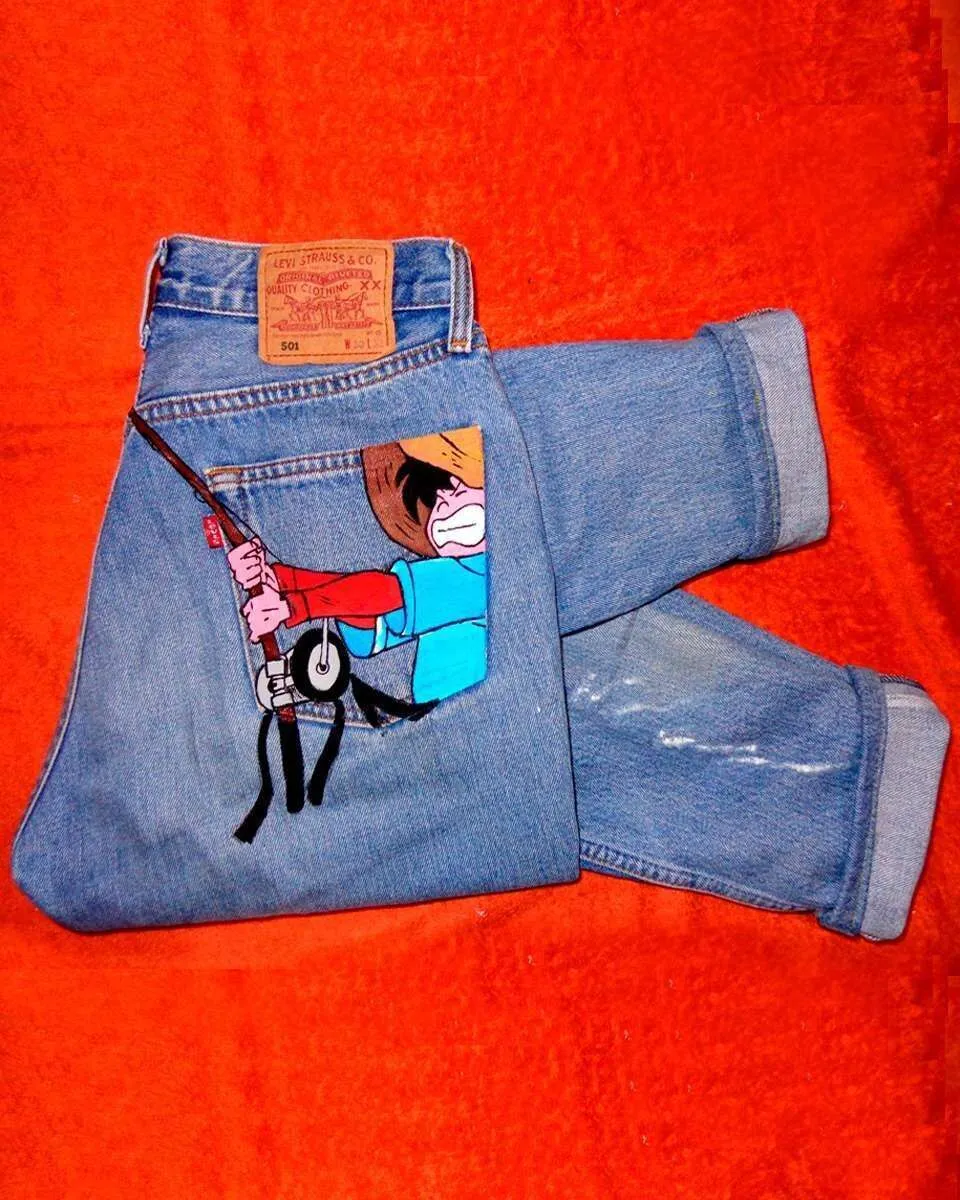 Levi's Vintage Sampei jeans dipinto a mano