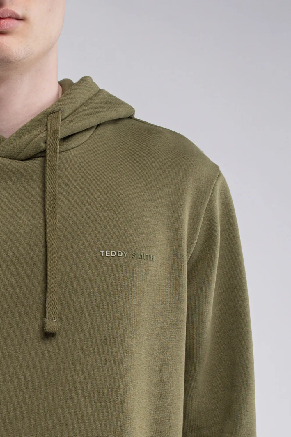 Teddy Smith S-Nark Hoody Felpa Uomo con Cappuccio Verde Oliva