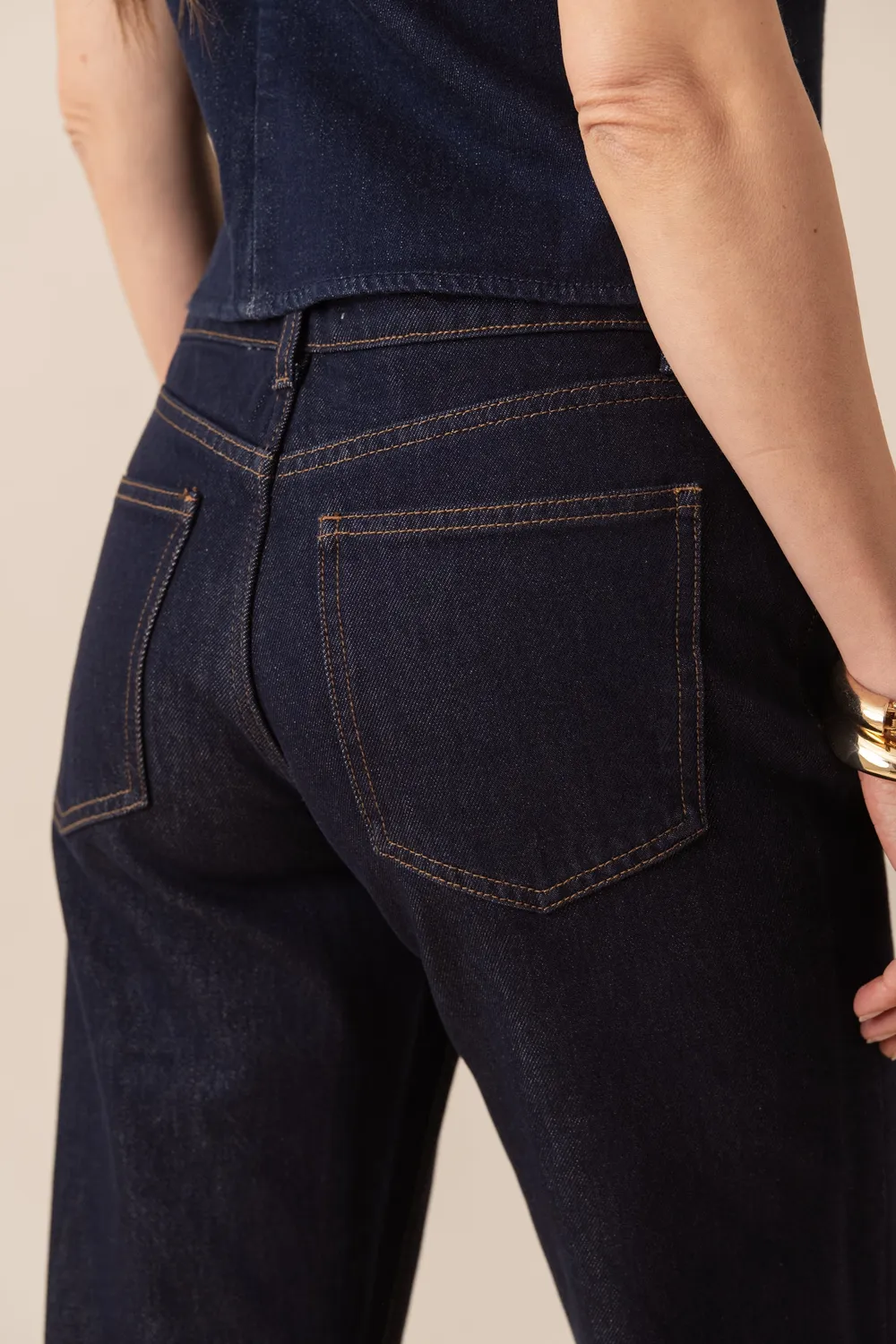 Oraije Carmen jeans flare vita bassa denim grezzo