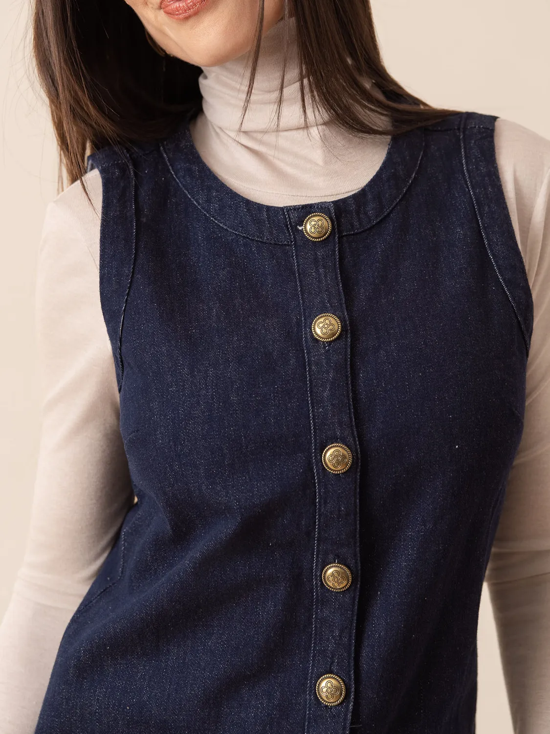 Oraije Ricci vestito cotone grezzo bottoni