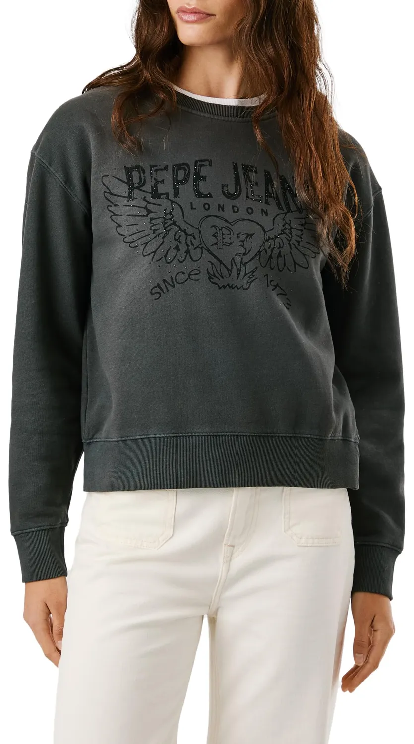 Pepe Jeans Beberly Felpa Donna M Grigia Girocollo