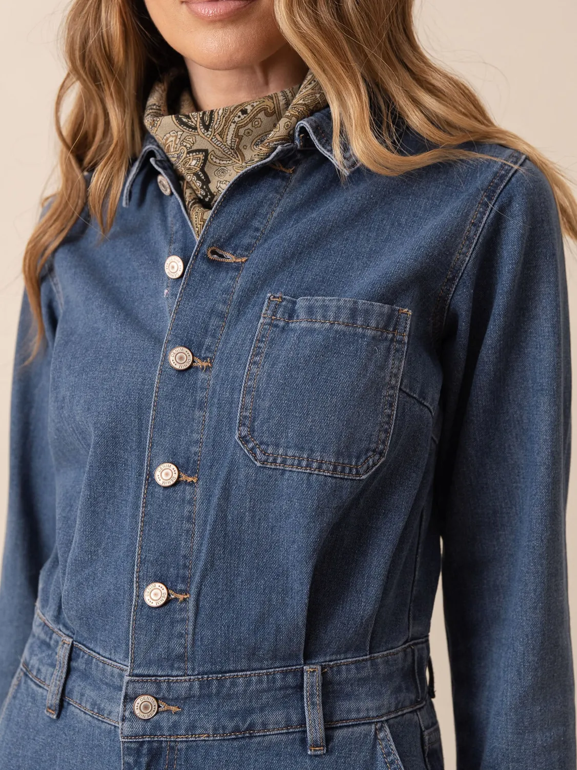 Oraije Charly tuta jeans workwear blu stone