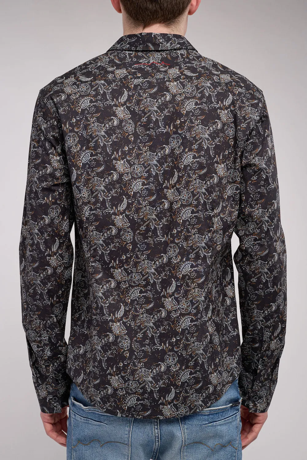 Teddy Smith Carton ML Stretch camicia uomo nera slim