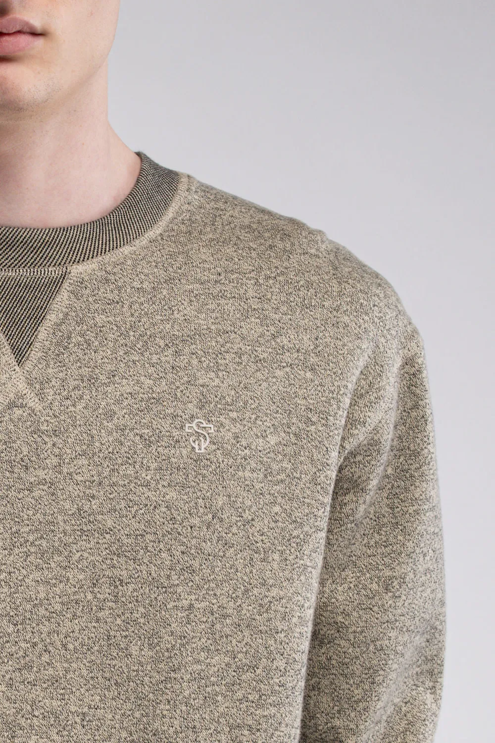 Teddy Smith S-Yanis RC felpa uomo loose beige chiné girocollo