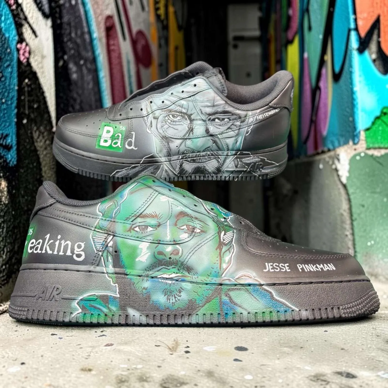 Never Say Never Air Force 1 Heisenberg Jesse sneakers dipinte a mano