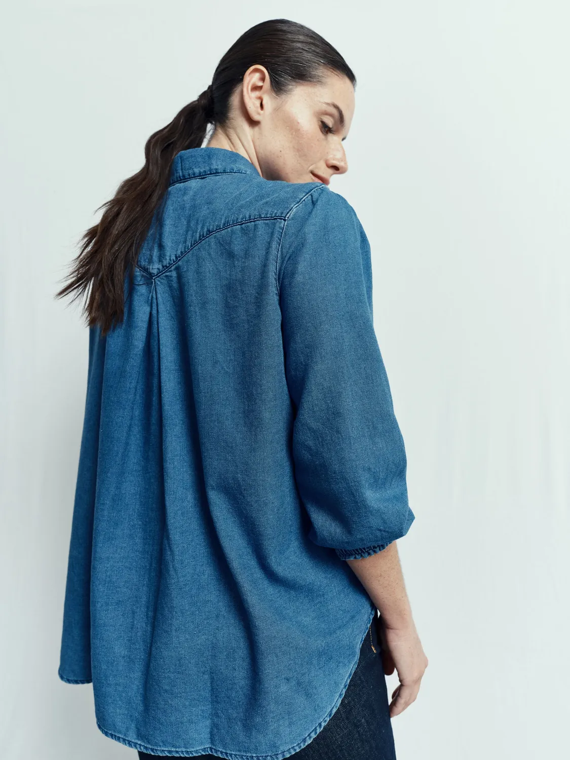 Acquaverde Gerry camicia denim Light Blue maniche 3/4