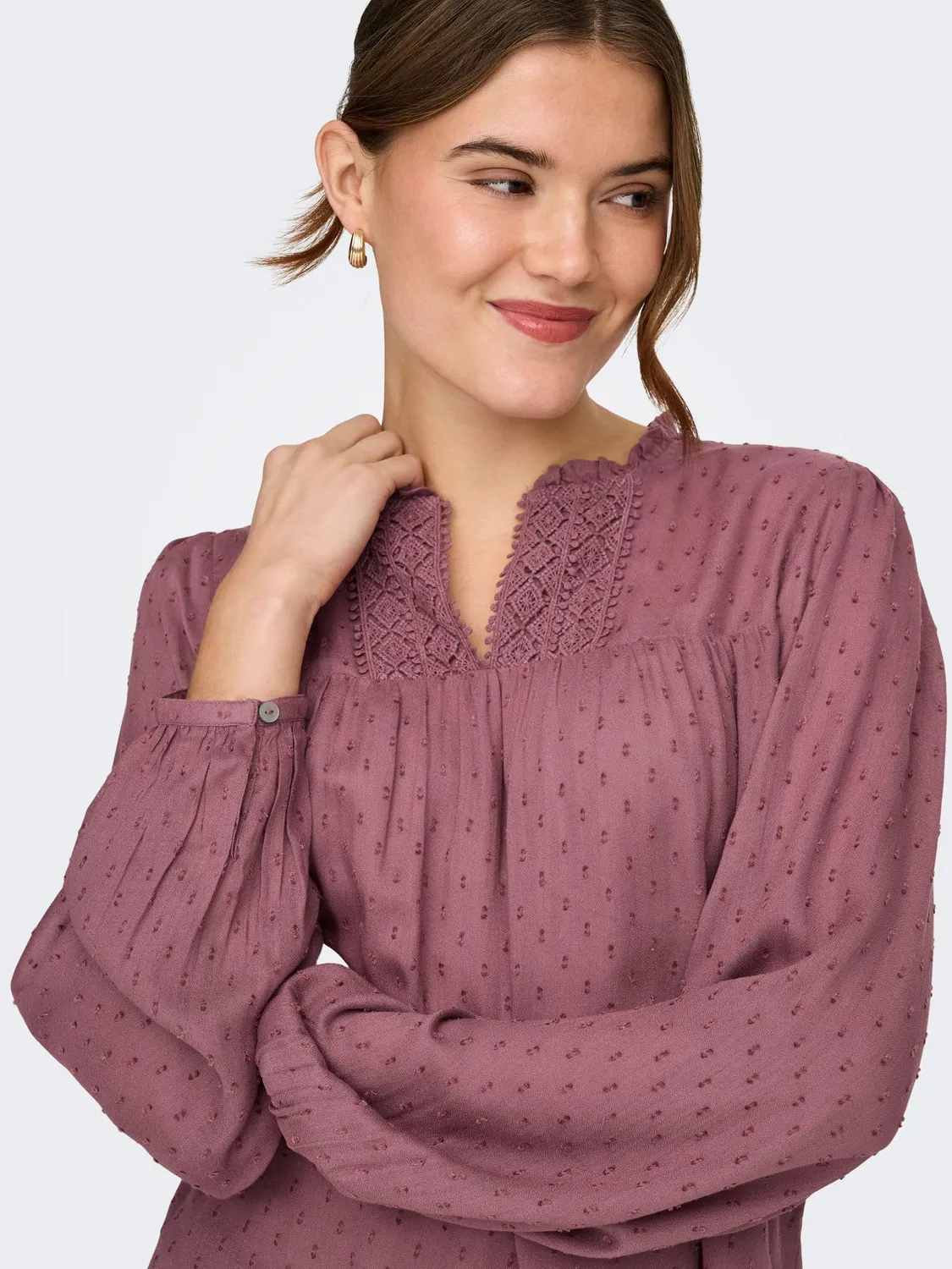 ONLY Onlgeza LS Dobby Tape top cloud dancer M