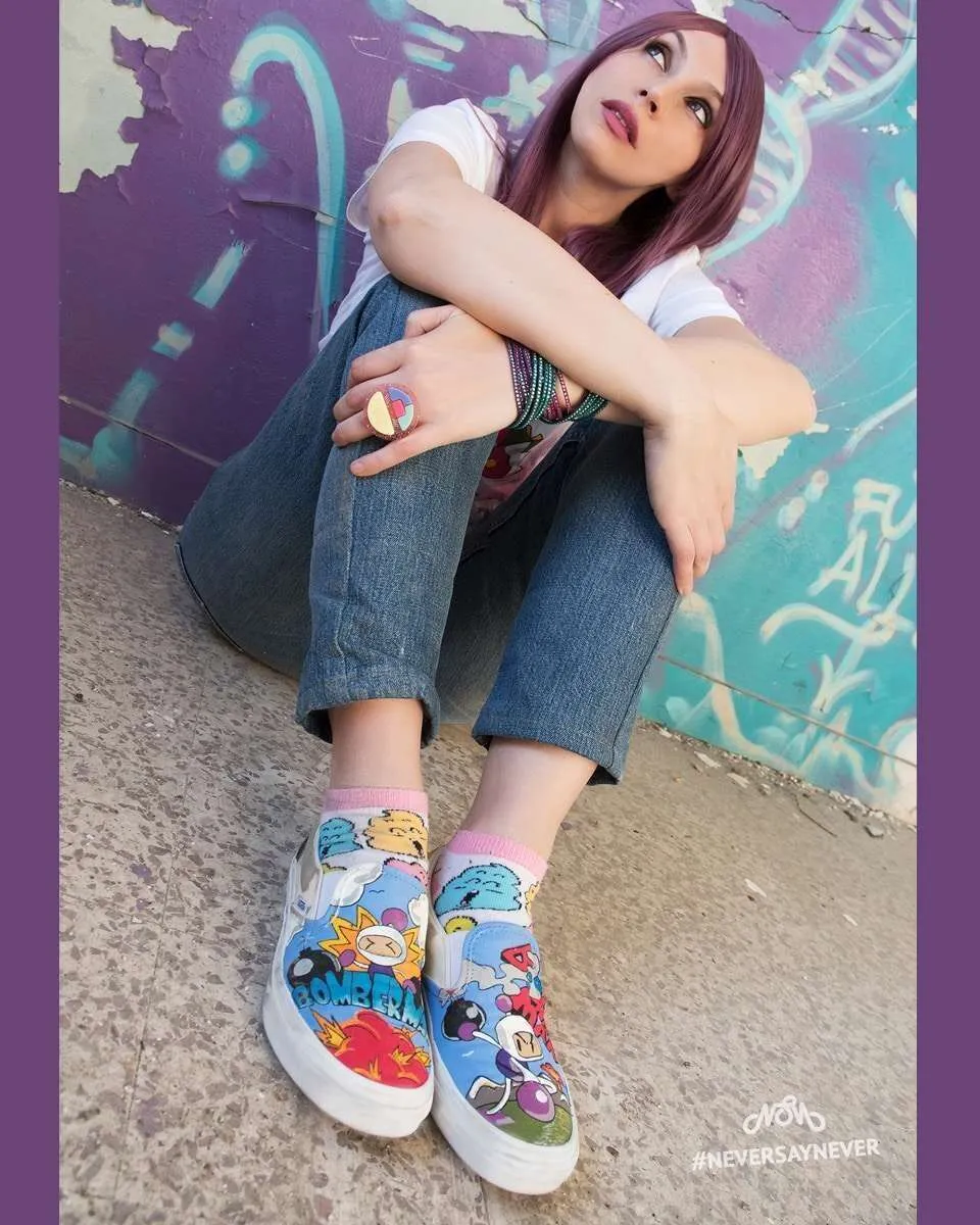 Vans Slip-On Bomberman anni 90 scarpe dipinte a mano