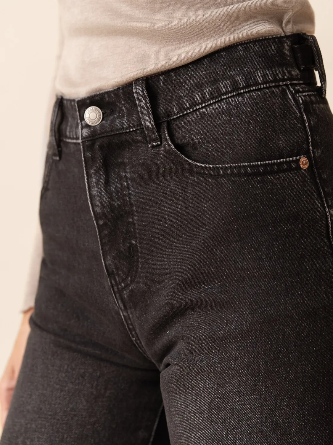 Oraije Noa Jeans Wide Donna Grigio Vita Regolabile