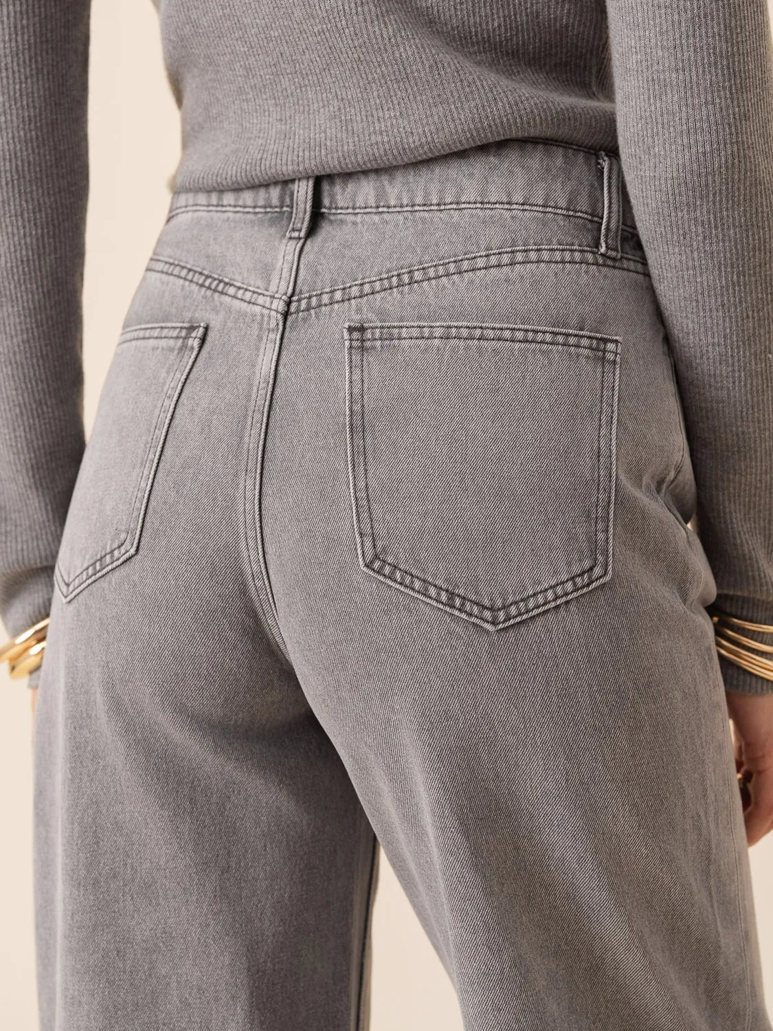 Oraije Celestin jeans wide grigio chiaro