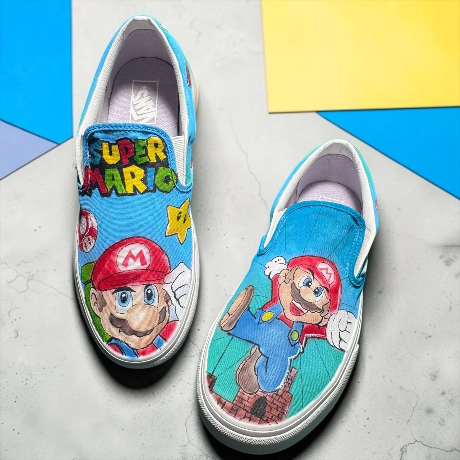 Vans Slip-On Super Mario Bros scarpe dipinte a mano