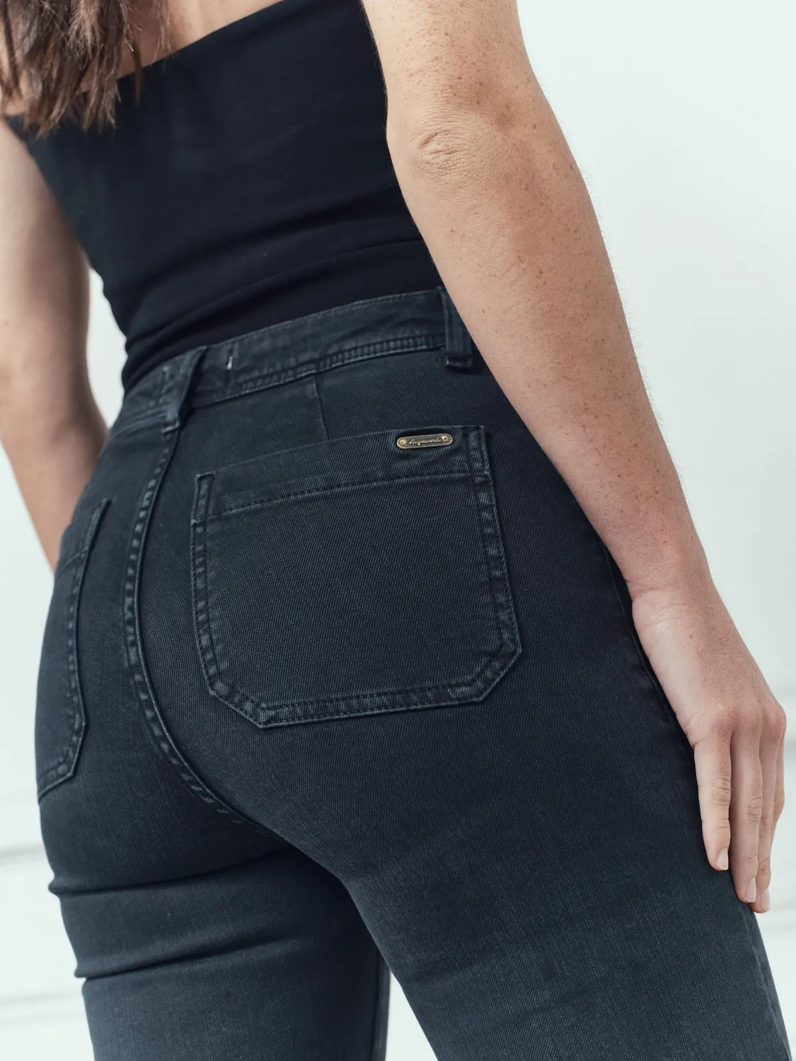 acquaverde Carlotta jeans cropped black stone stretch