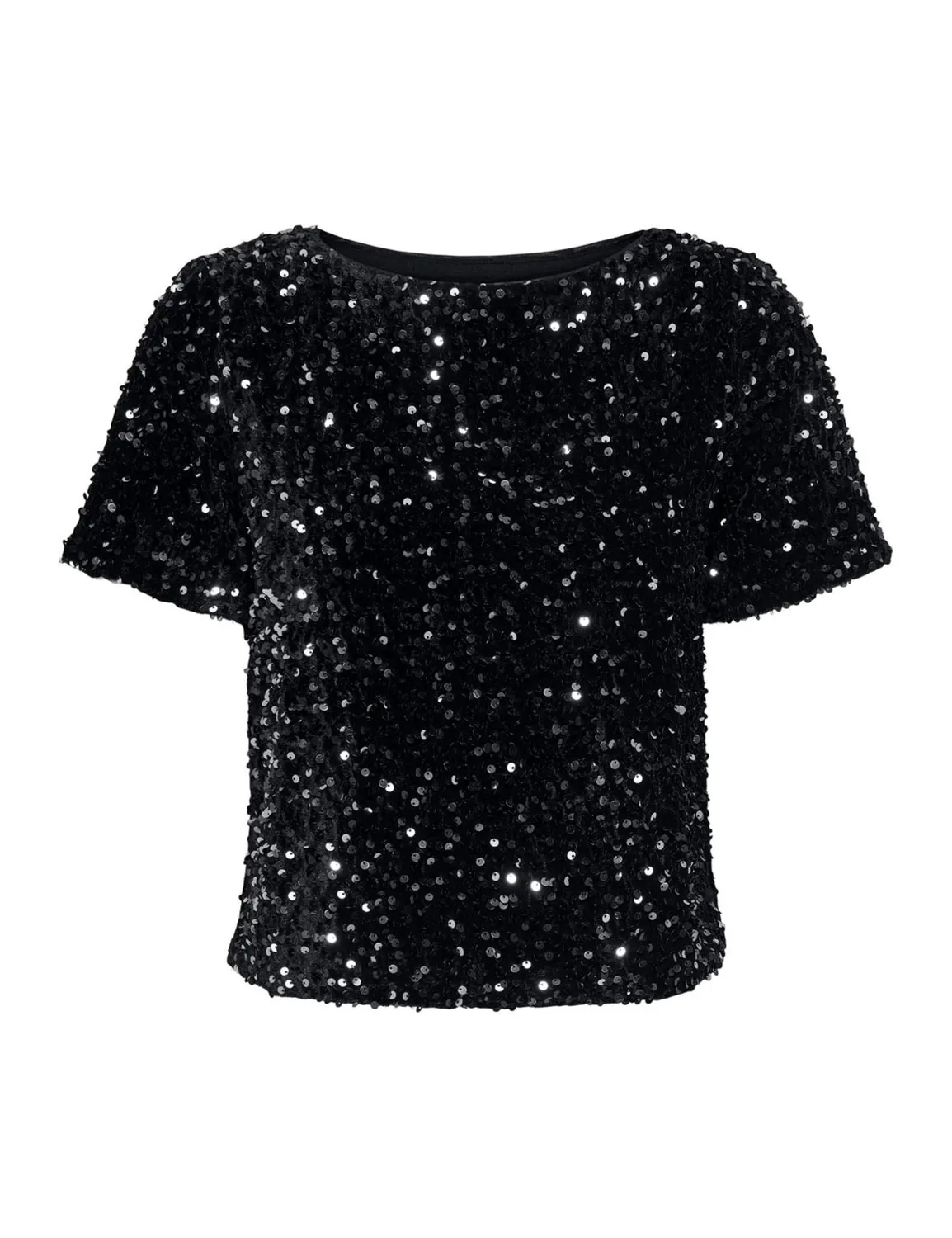 ONLY Onlanika SS Sequins top nero barca