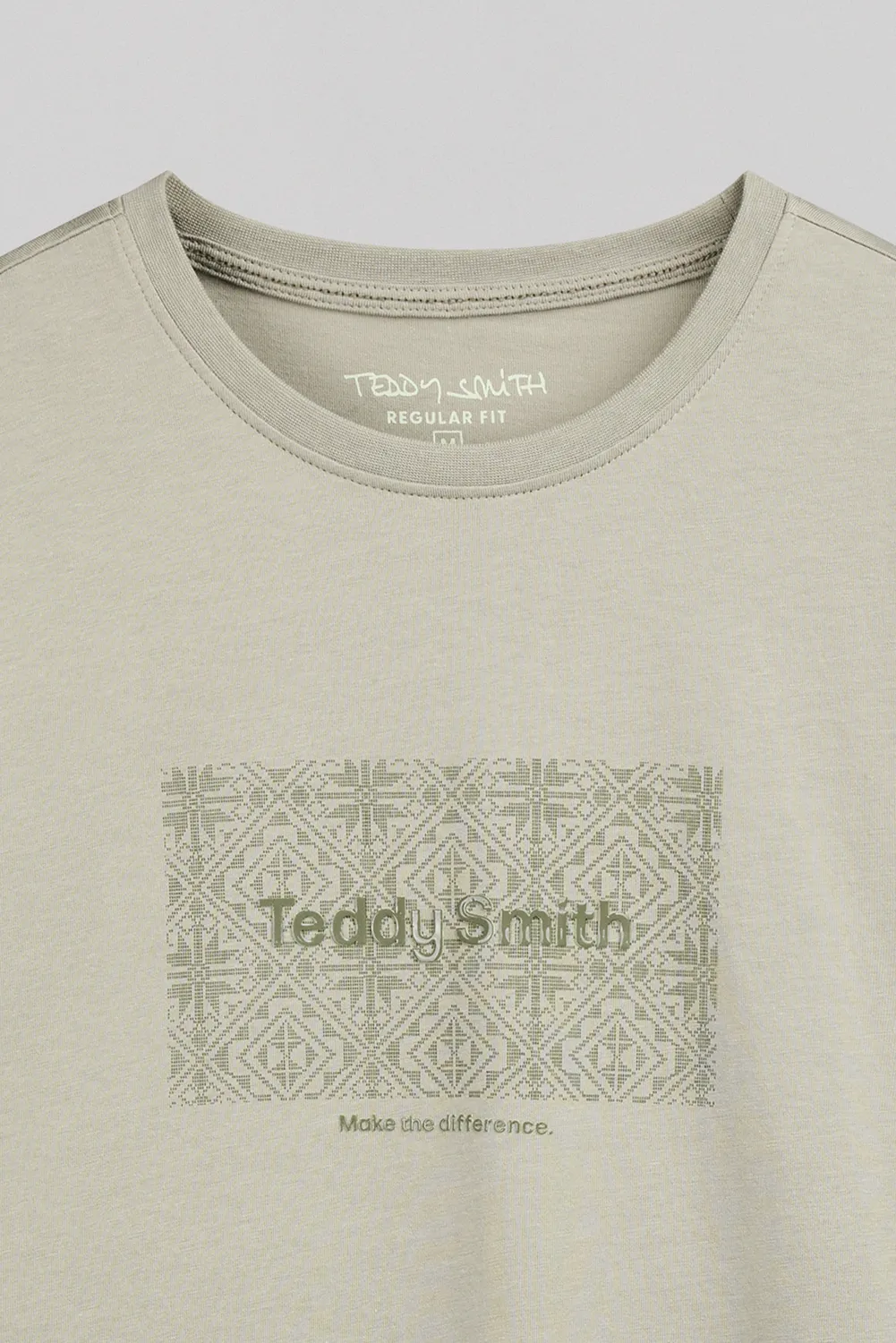 Teddy Smith T-Ares MC T-Shirt Uomo Kaki Cotone Regular