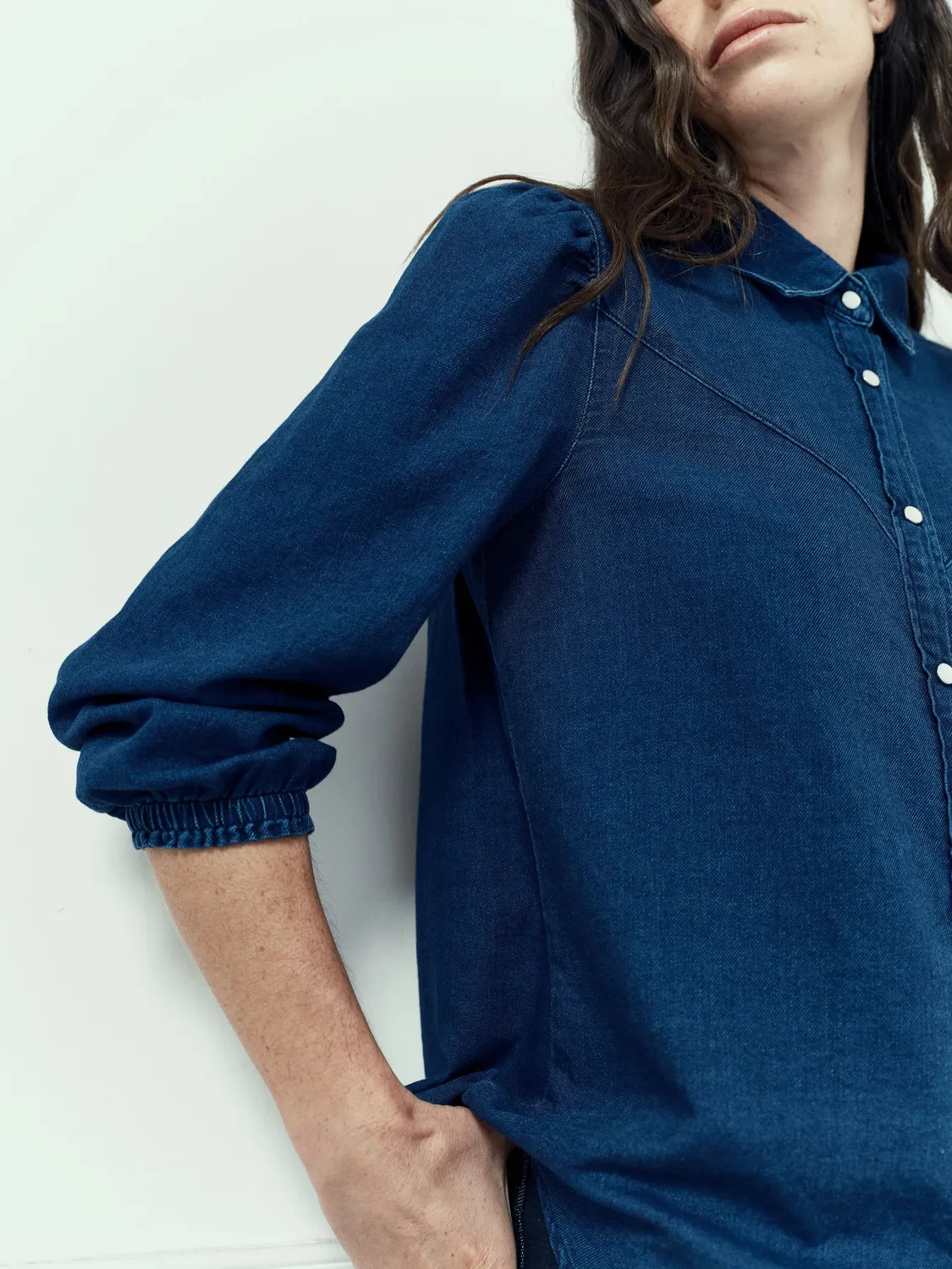 acquaverde Gerry camicia denim medium blue 3/4