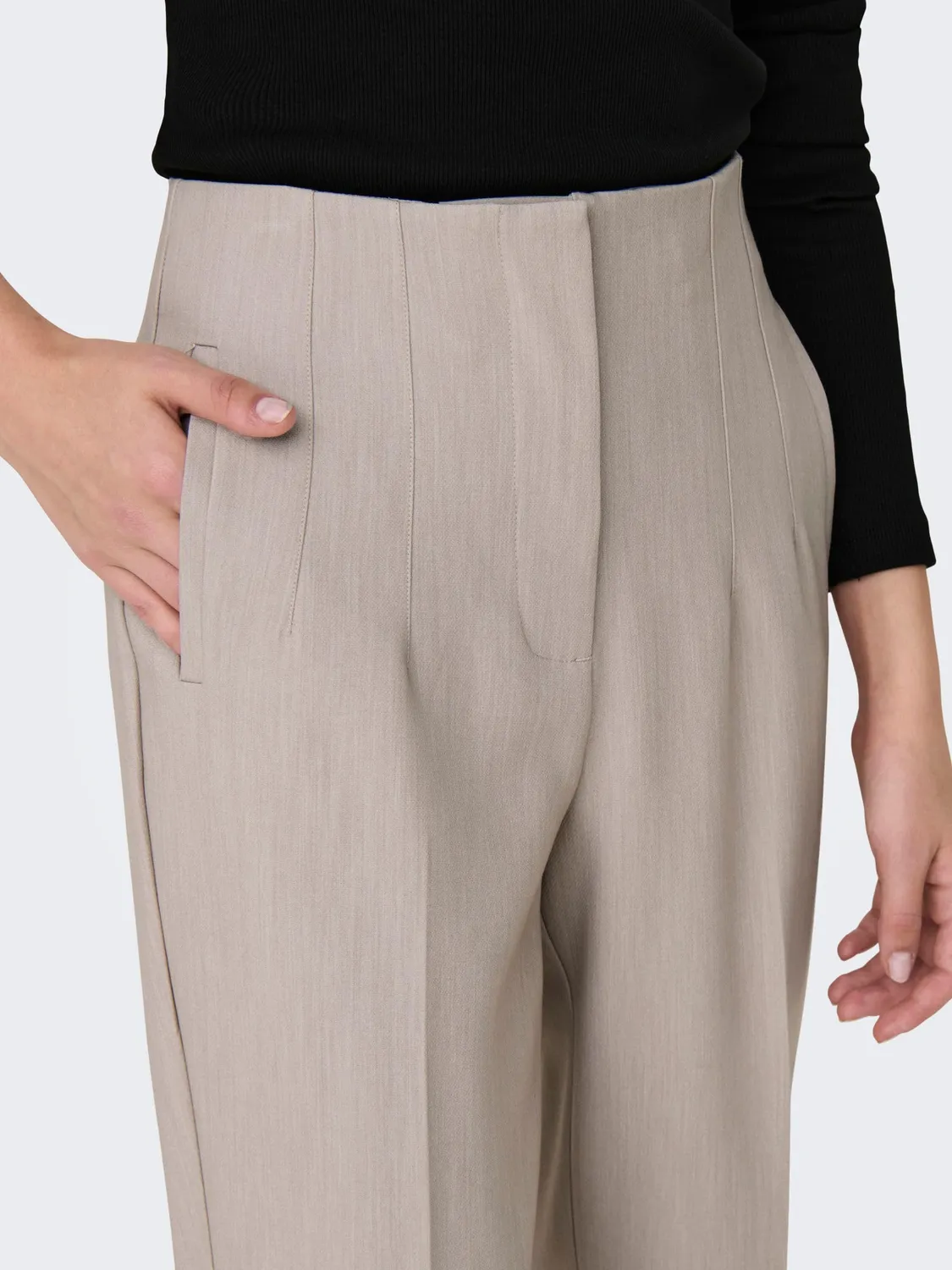 ONLY Onlraven Life pantalone donna vita alta grigio