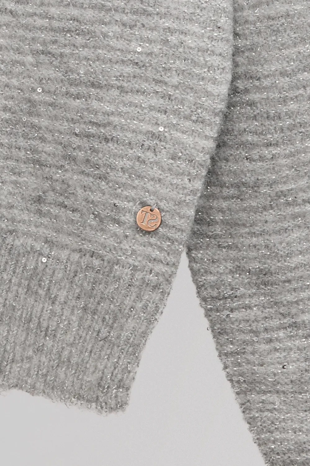 Teddy Smith P-Rachel pull scollo V grigio chiné donna