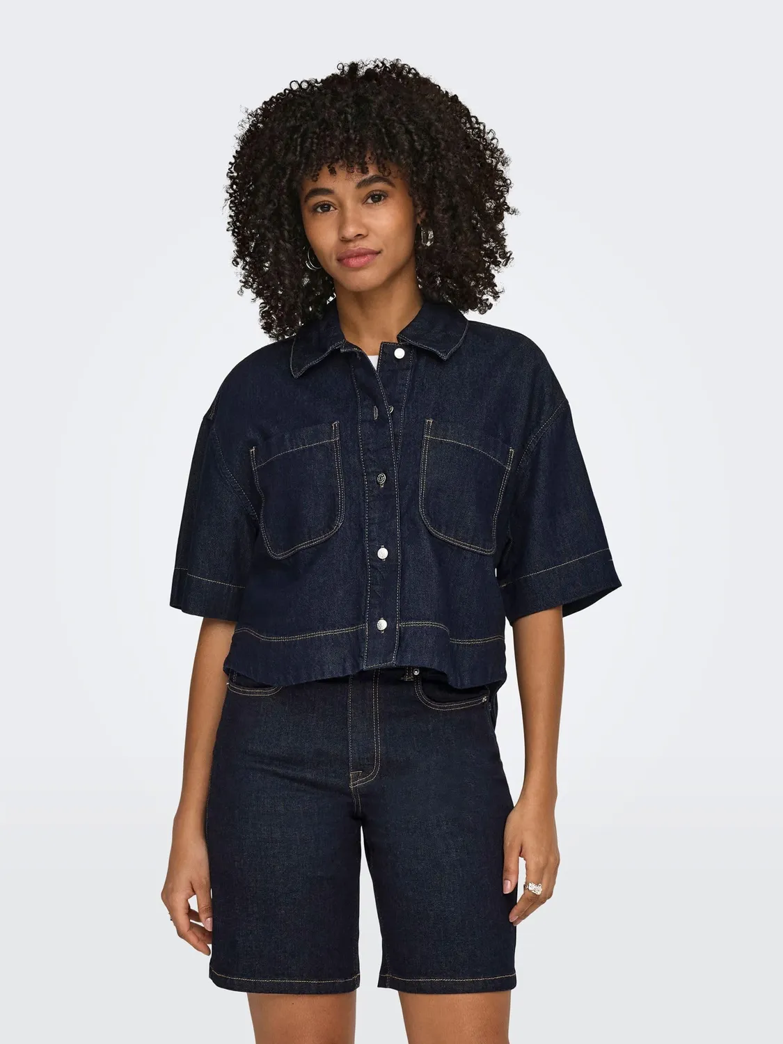 ONLY Onlcleo camicia jeans light blue denim lavaggio chiaro