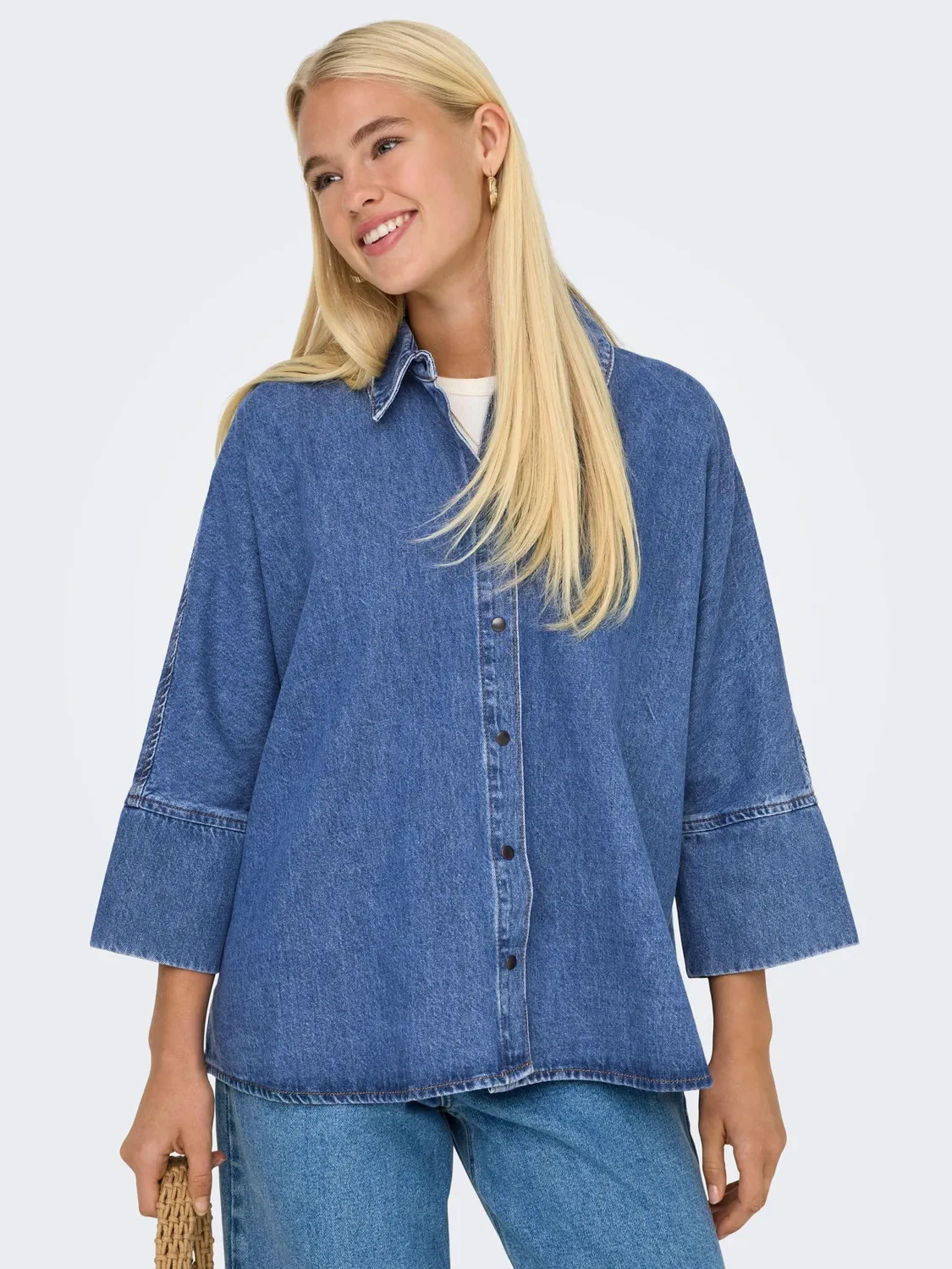 Only Onlgrace camicia denim donna M lavaggio jeans