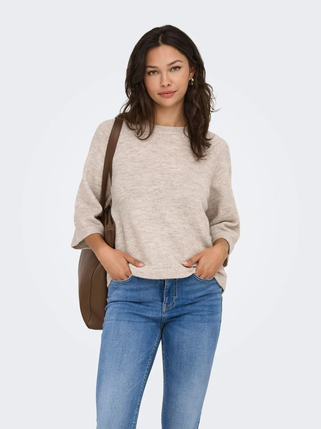 ONLY Onlsimoni Knitted Pullover maglione girocollo Cloud Cream