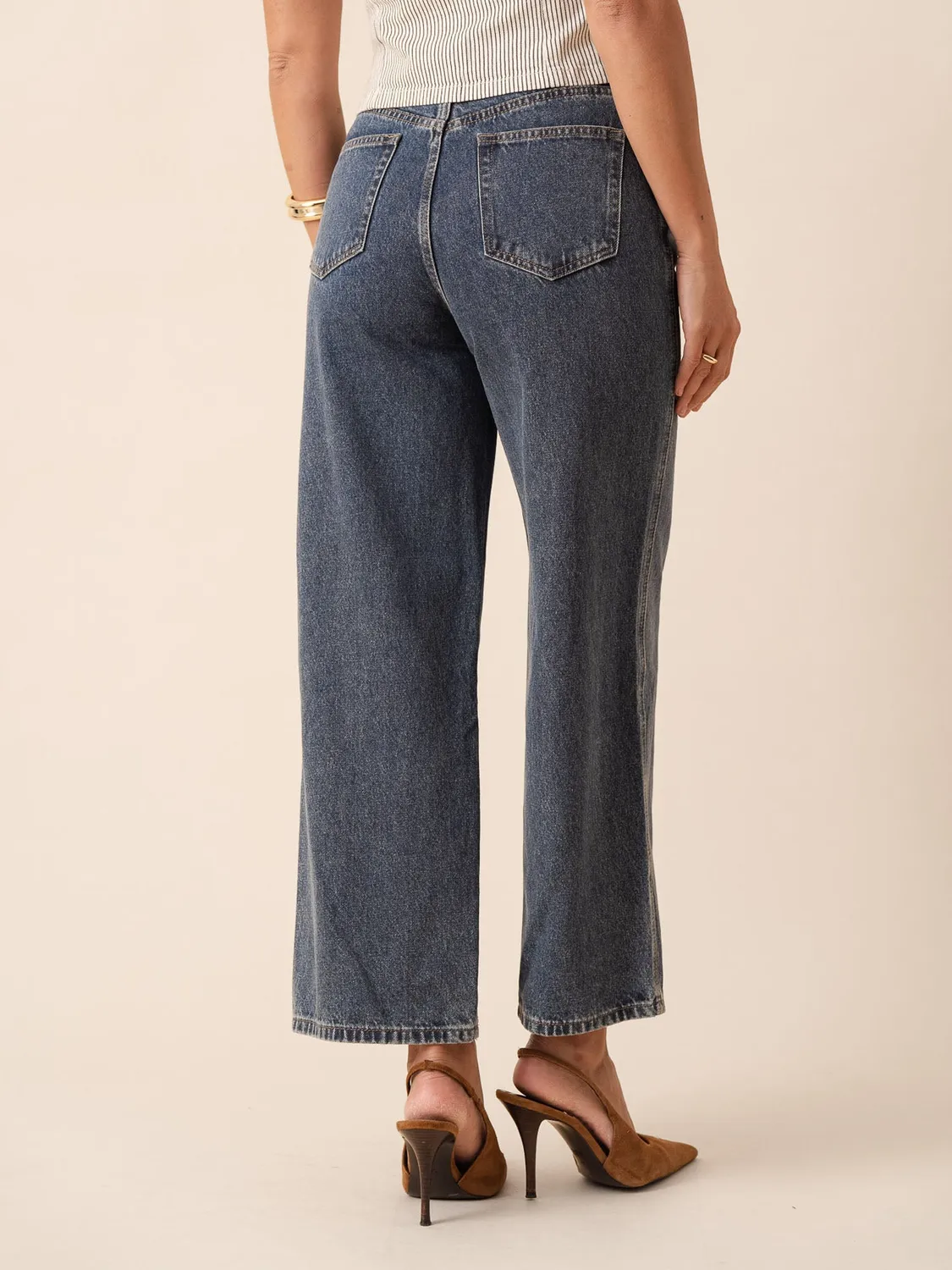 Oraije Colombe jeans wide blu scuro vita alta