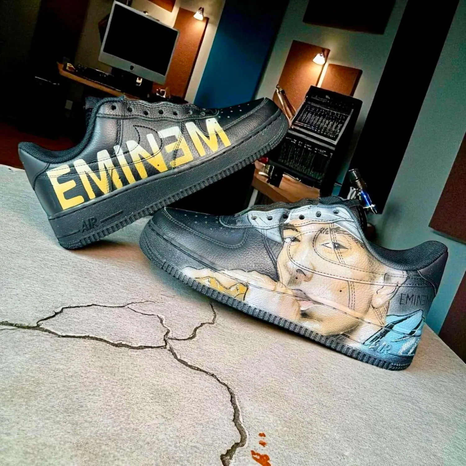 Nike Air Force 1 Eminem nere sneakers dipinte a mano