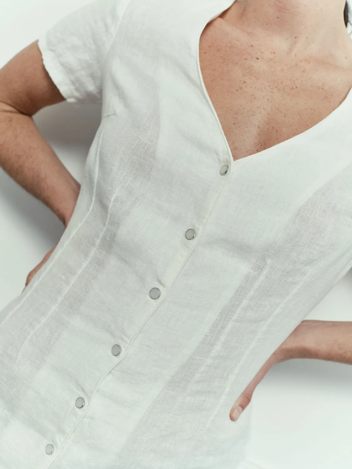 Acquaverde Alena Abito lino White mezza gamba